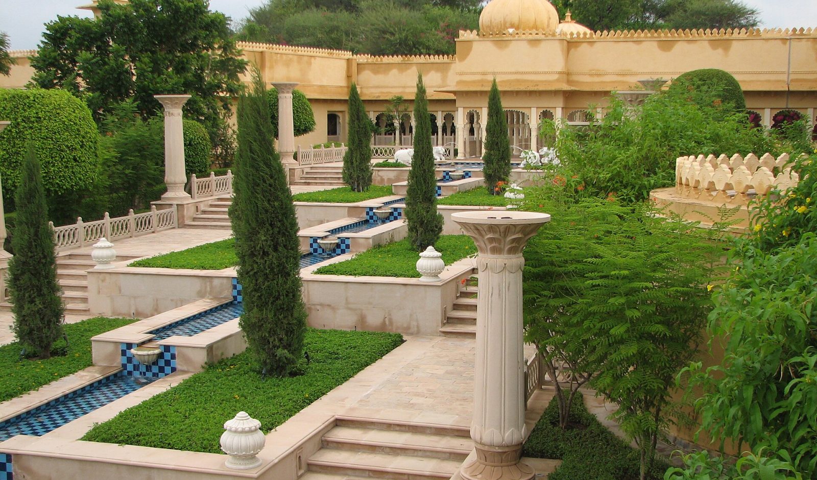 Courtyard of a luxury hotel